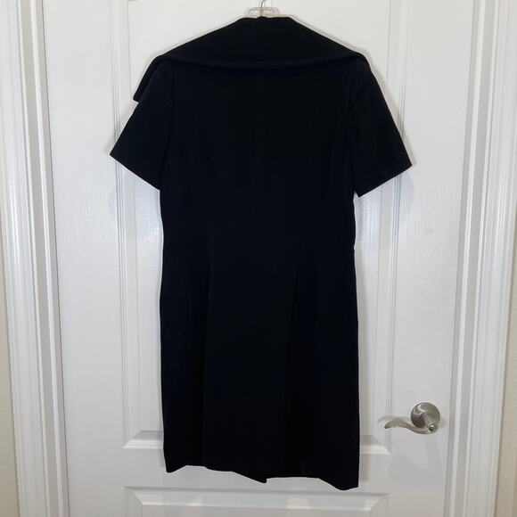 Jenni Kayne Black Toggle Coat Funnel Neck Wool Layering Leather Trim 4 - Picture 10 of 10